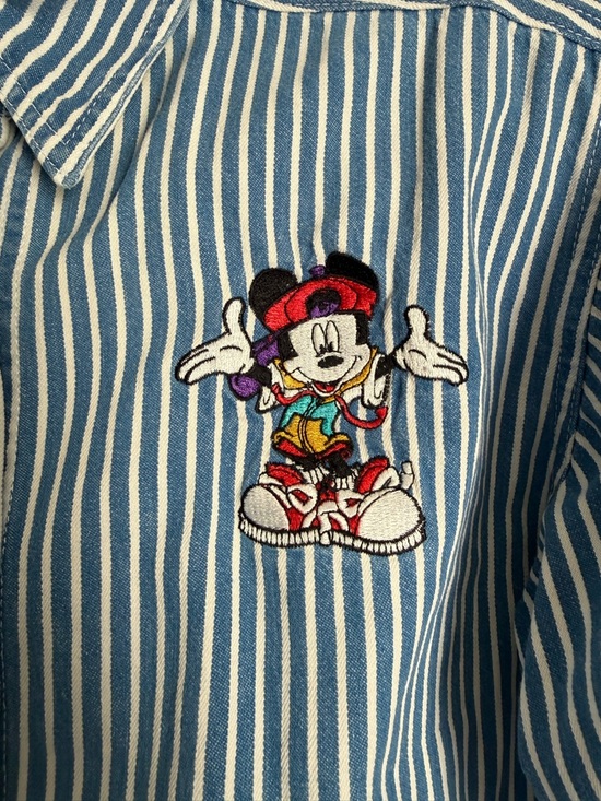 Vintage Disney Mickey Unlimited Striped Shirt Embroidered Button Up size s - Picture 3 of 9